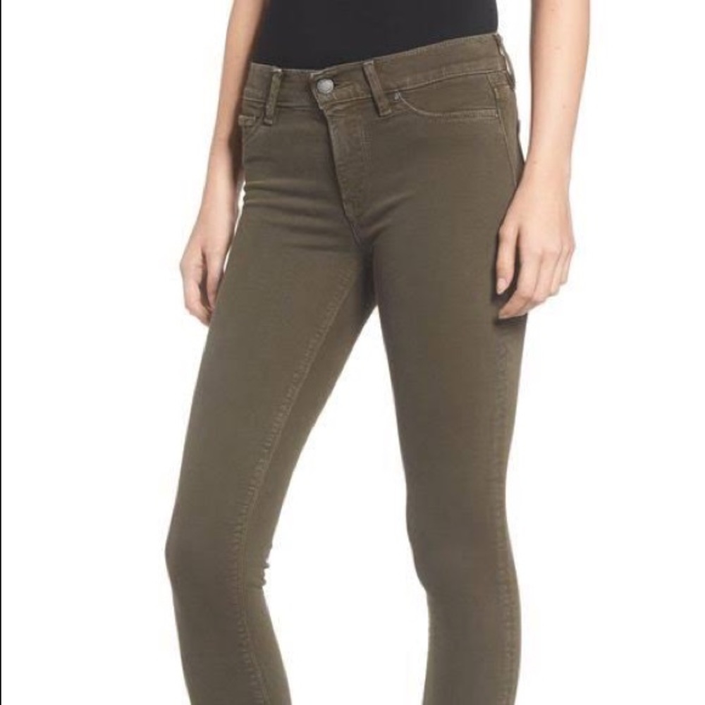 Hudson nico mid rise super skinny jeans olive green size 31